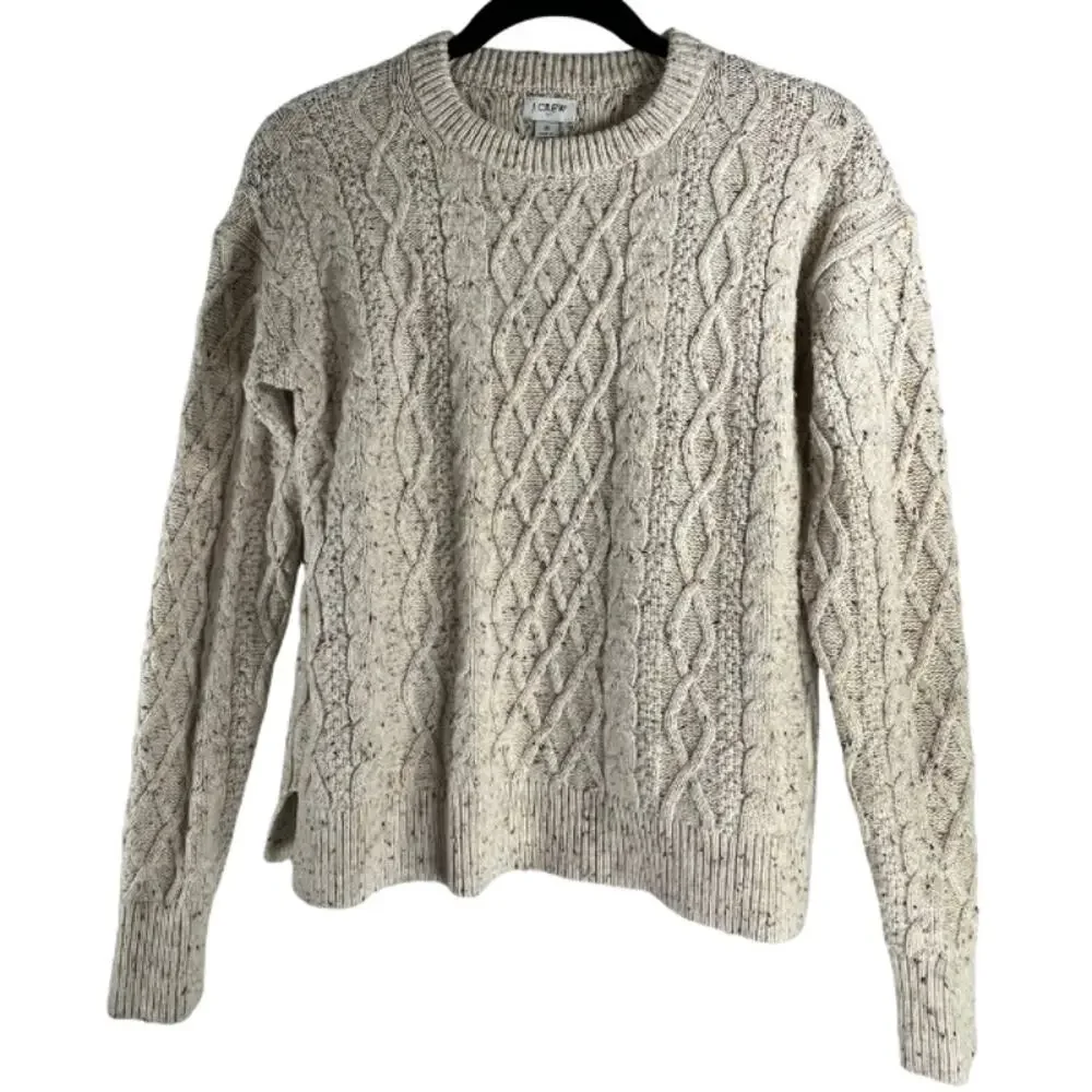 J.Crew Speckled Beige Crew Neck Argyle Sweater Size S